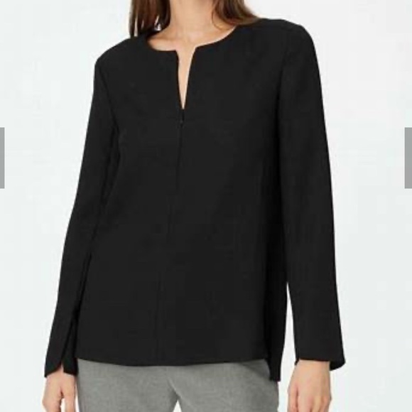 NWT Club Monaco Crepe Zip Neck Blouse Small - Picture 1 of 11